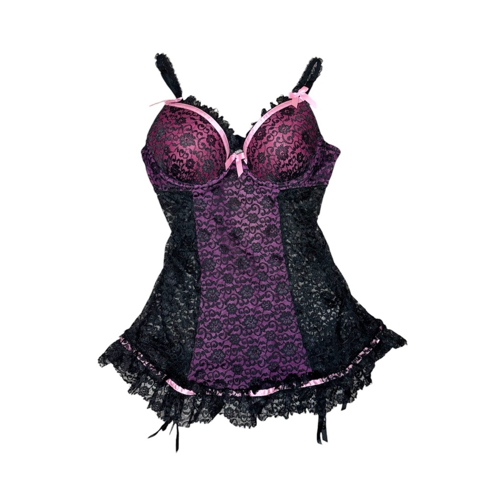 Victoria’s Secret Y2K Lace Corset Garter Top Fairy Grunge Goth Babydoll 34C
